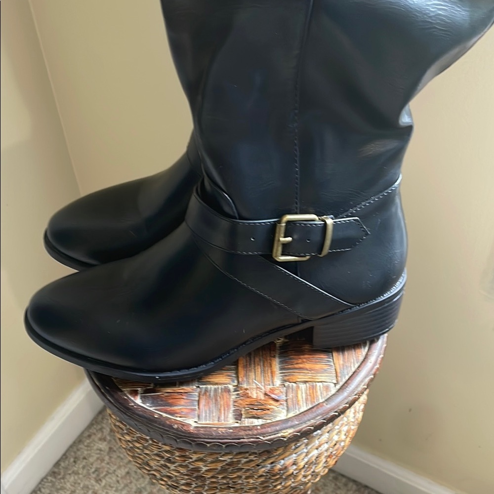 Black and Brown Rampage Knee-High Boots - Picture 2 of 5